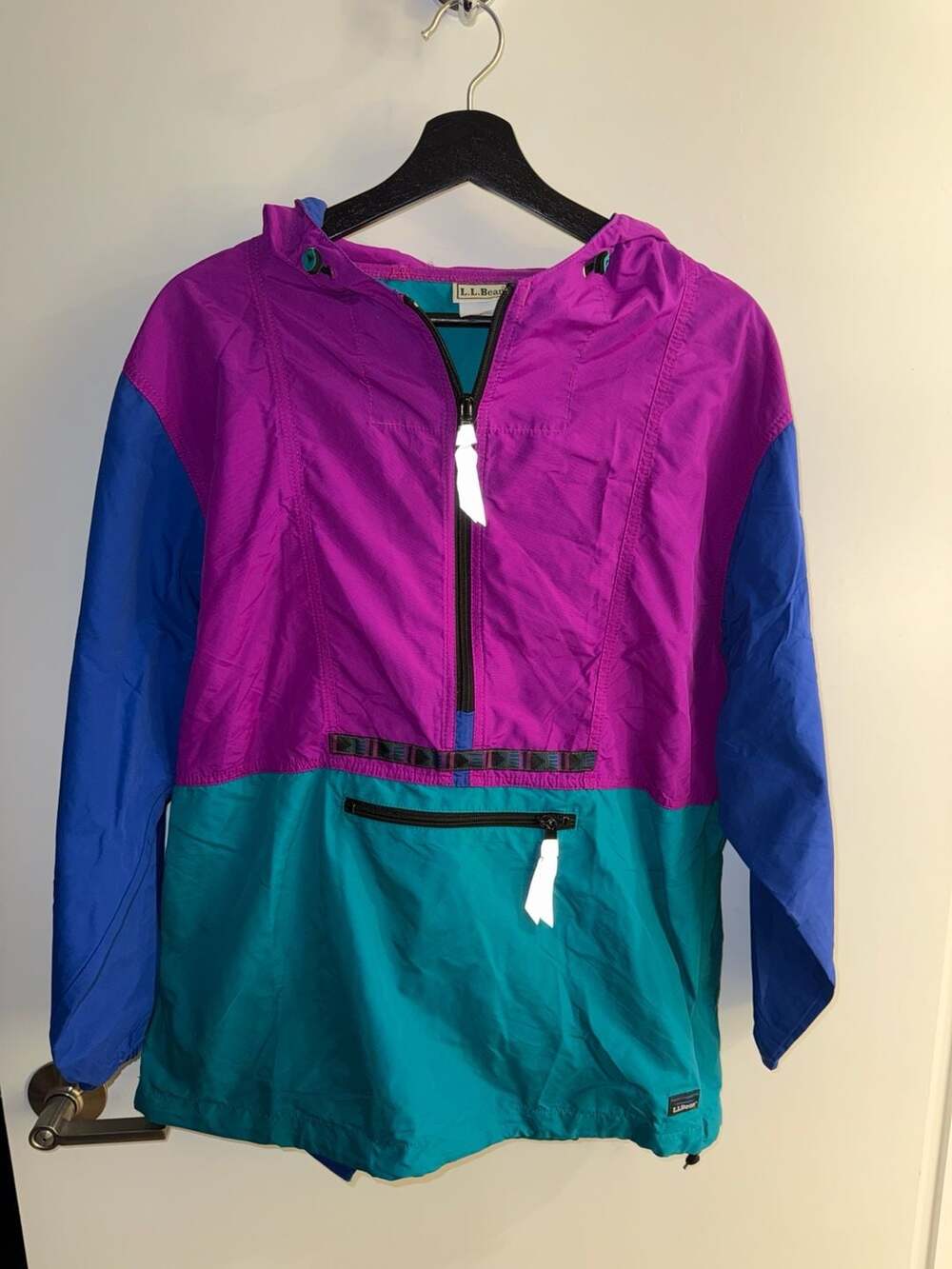 Vintage L.L.Bean Colorblock Anorak Pullover Jacket Size XL - Picture 1 of 9